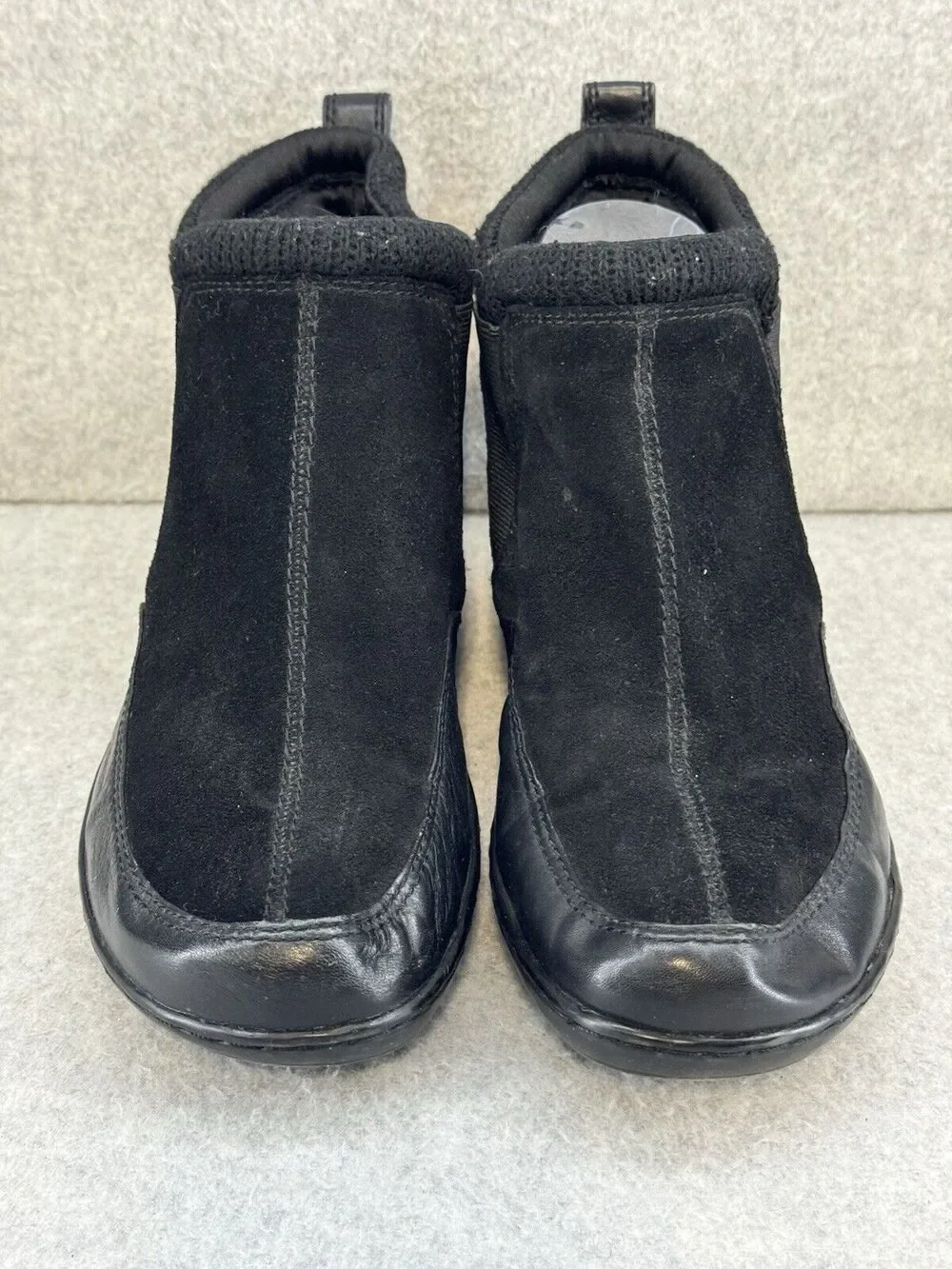 Easy Spirit Danda Black Leather Pull On Ankle Chelsea Booties - Size 8